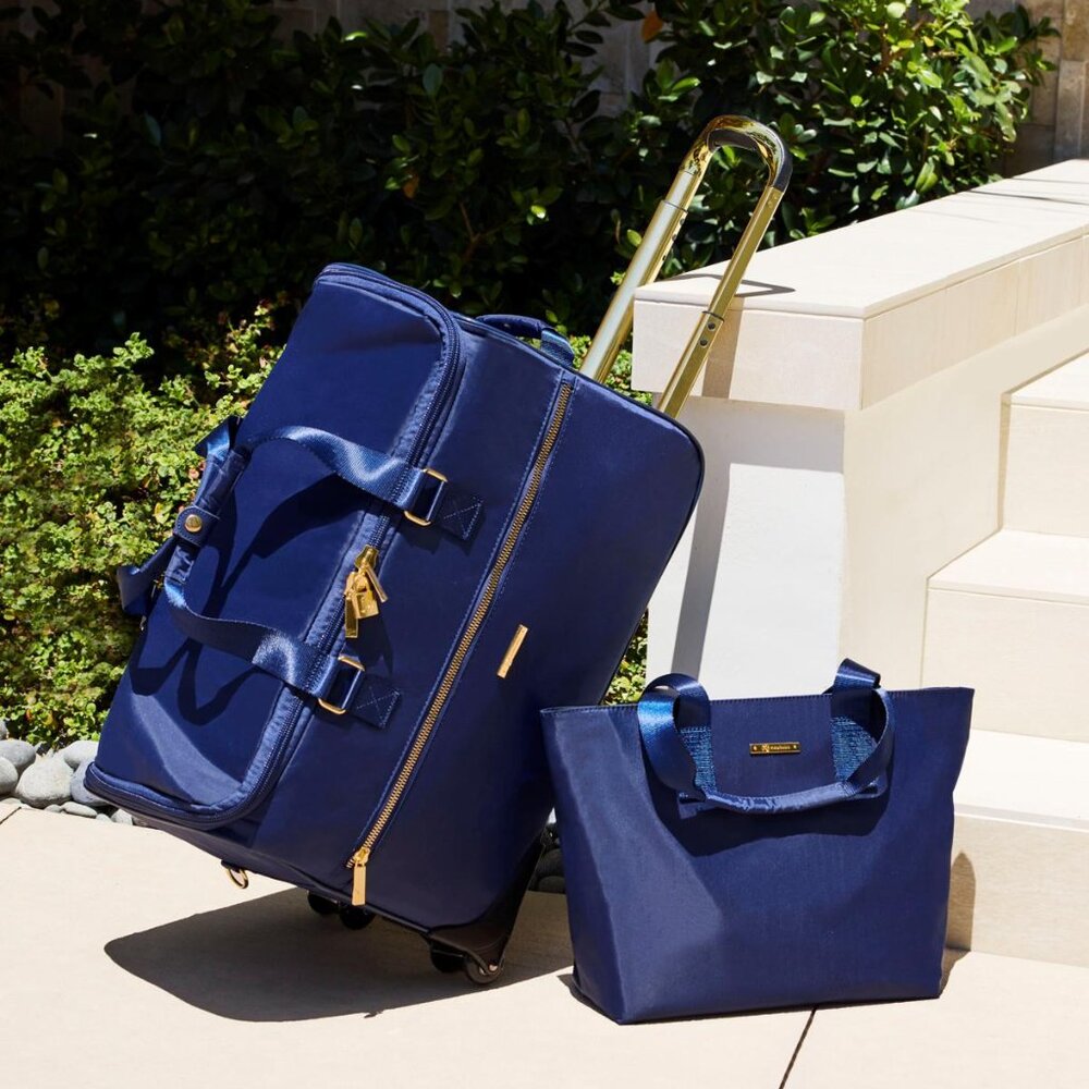 Navy Joy Eco Luxe World Traveler Rolling Duffle with Tote and Organizers